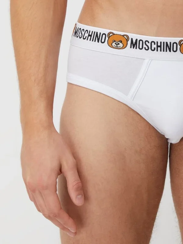 Brandneu ? Moschino Swim + Underwear Slip Mit Stretch-Anteil Im 2er-Pack – Weiß ? 4