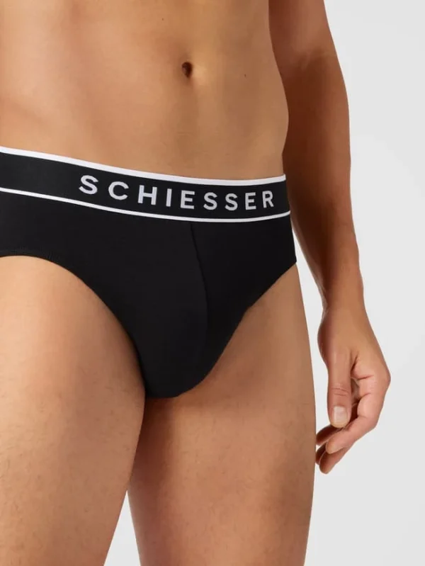 Brandneu ? Schiesser Slip Mit Logo-Bund Im 3er-Pack – Schwarz ? 4