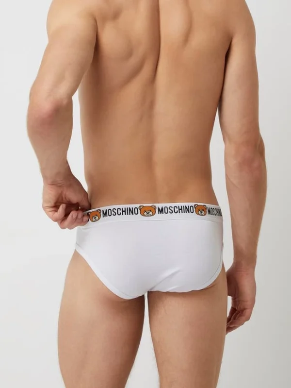 Brandneu ? Moschino Swim + Underwear Slip Mit Stretch-Anteil Im 2er-Pack – Weiß ? 5