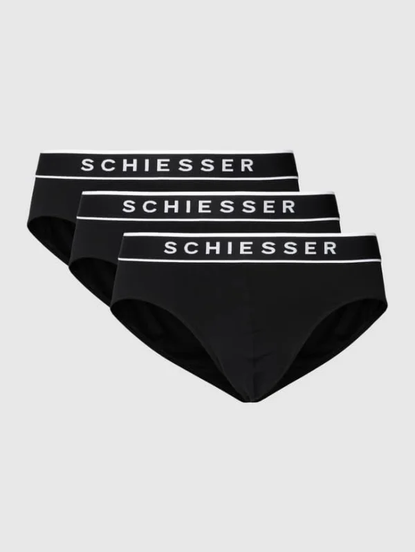 Brandneu ? Schiesser Slip Mit Logo-Bund Im 3er-Pack – Schwarz ? 3