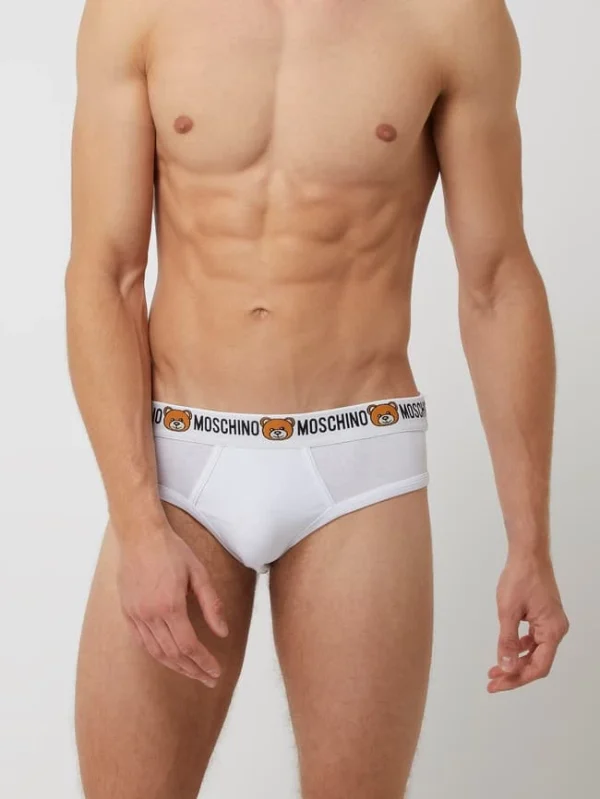 Brandneu ? Moschino Swim + Underwear Slip Mit Stretch-Anteil Im 2er-Pack – Weiß ? 3