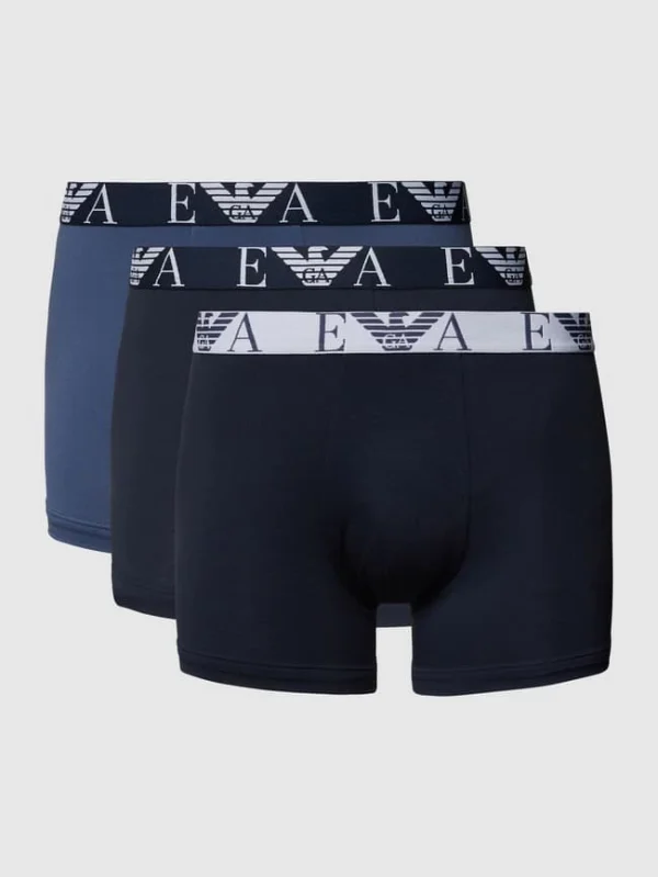 Bestpreis ? Emporio Armani Trunks Mit Brand-Schriftzug Im 3er-Pack – Dunkelblau ? 3