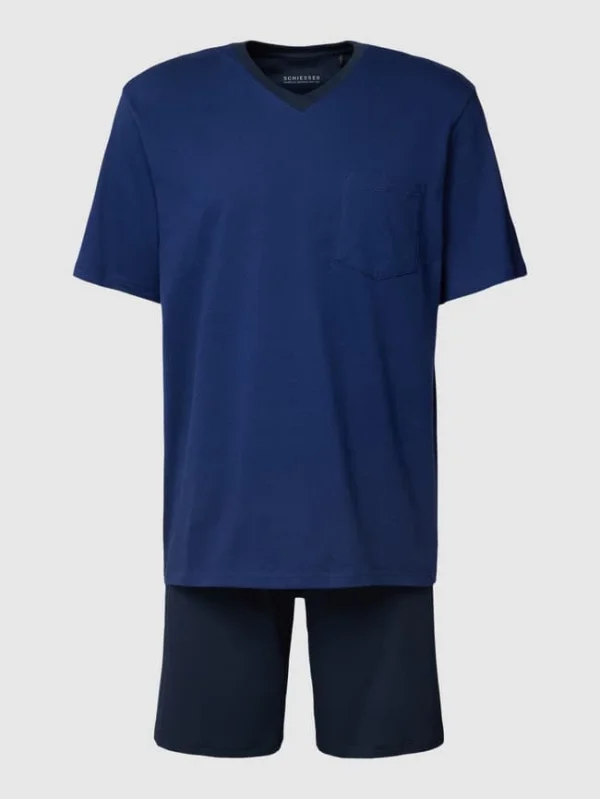 Brandneu ❤️ Schiesser Pyjama Aus Reiner Baumwolle – Royalblau ❤️ 3