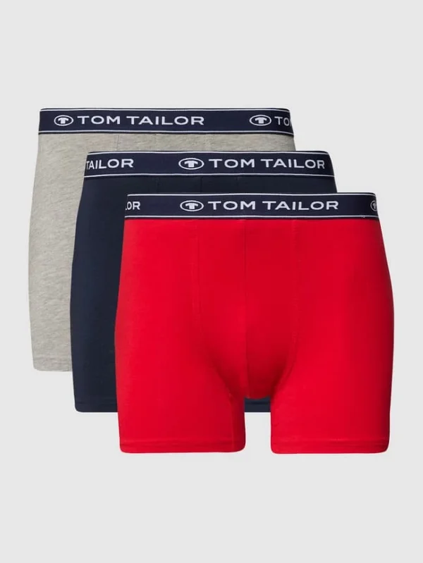 Blitzangebot ✨ Tom Tailor Trunks Mit Label-Schriftzug Im 3er-Pack – Rot ✨ 3